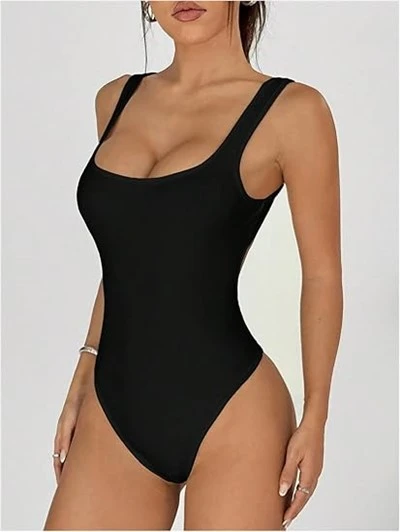 Women Sexy Backless Bodysuit Sexy Square Neck Sleeveless